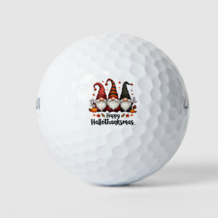 Happy Hallothanksmas Halloween Xmas Gnomes Golf Balls