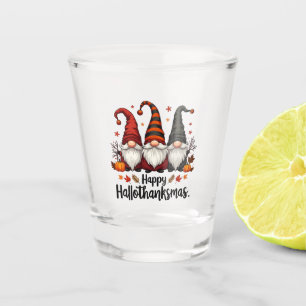 Happy Hallothanksmas Halloween Xmas Gnomes  Shot Glass