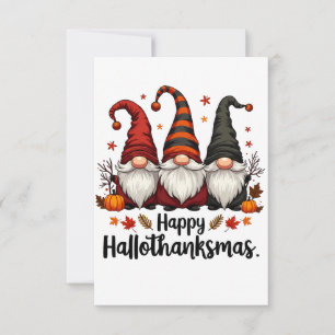 Happy Hallothanksmas Halloween Xmas Gnomes  Thank You Card