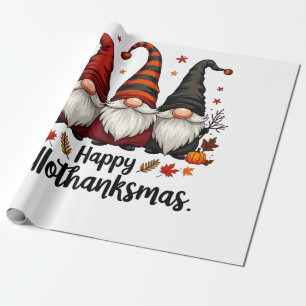 Happy Hallothanksmas Halloween Xmas Gnomes Wrapping Paper