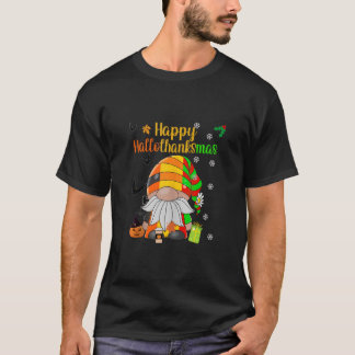 Happy HalloThanksmas HallowThanksmas Gnome Hat Pum T-Shirt