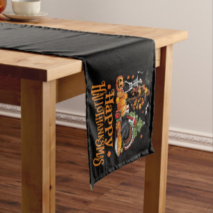 Happy Hallothanksmas Happy Halloween Thanksgiving  Short Table Runner