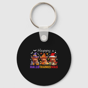 Happy Hallothanksmas Highland Cow Halloween Merry Key Ring