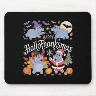 Happy Hallothanksmas Hip Lover Halloween Merry Chr Mouse Mat