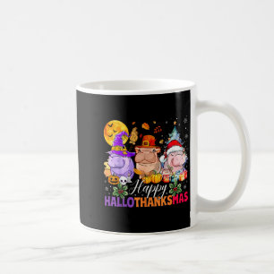 Happy Hallothanksmas Hippo Lover Halloween Merry C Coffee Mug