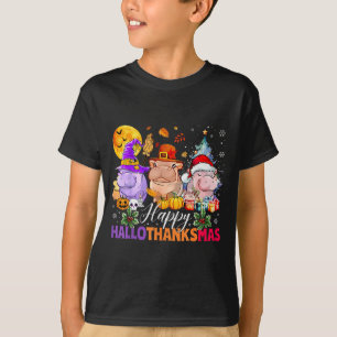 Happy Hallothanksmas Hippo Lover Halloween Merry C T-Shirt