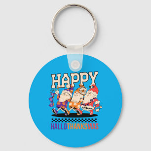Happy Hallothanksmas Holiday Gnomes Design Key Ring