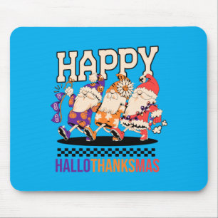 Happy Hallothanksmas Holiday Gnomes Design Mouse Mat
