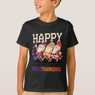 Happy Hallothanksmas Holiday Gnomes Design T-Shirt