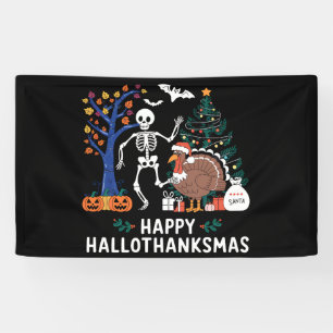 Happy Hallothanksmas Holiday Season Gift Fall Banner