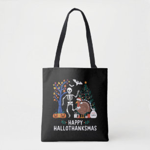 Happy Hallothanksmas Holiday Season Gift Fall Tote Bag