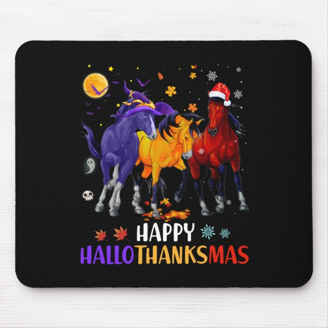 Happy Hallothanksmas Horse Halloween Thanksgiving  Mouse Mat (Front)