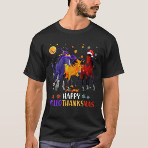 Happy Hallothanksmas Horse Halloween Thanksgiving  T-Shirt