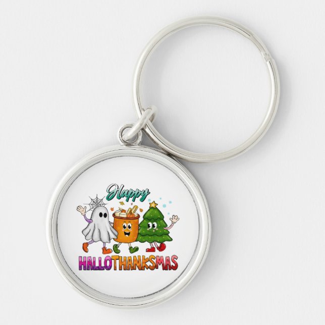 Happy Hallothanksmas Key Ring (Front)