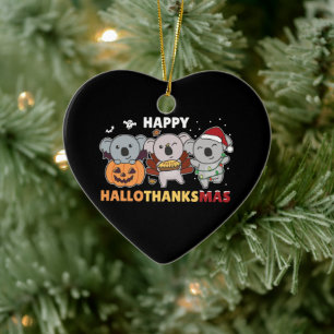 Happy Hallothanksmas Koalas Christmas Koala Cerami Ceramic Tree Decoration