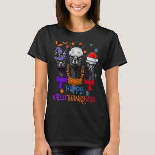 Happy Hallothanksmas Llama Halloween Thanksgiving T-Shirt