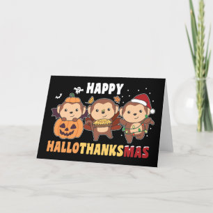 Happy Hallothanksmas Monkey Christmas Monkeys Holi Holiday Card