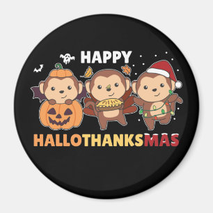 Happy Hallothanksmas Monkey Christmas Monkeys Magn Magnet