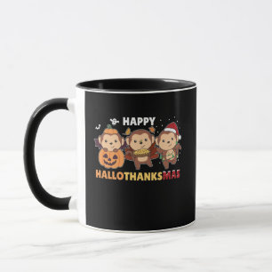 Happy Hallothanksmas Monkey Christmas Monkeys Mug