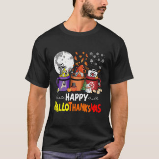 Happy Hallothanksmas Nurse Coffee Funny Halloween  T-Shirt