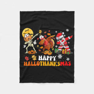 Happy Hallothanksmas Nurse Halloween Thanksgiving Fleece Blanket