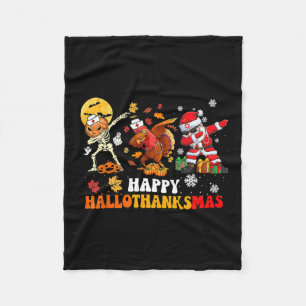 Happy Hallothanksmas Nurse Halloween Thanksgiving Fleece Blanket