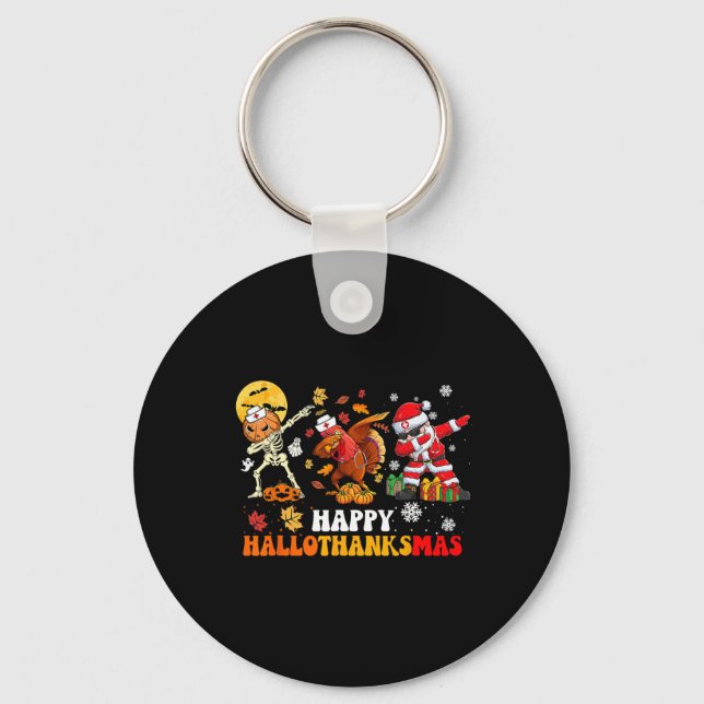 Happy HalloThanksMas Nurse Halloween Thanksgiving  Key Ring (Front)