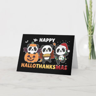 Happy Hallothanksmas Pandas Christmas Panda Holida Holiday Card