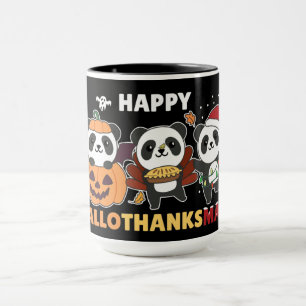 Happy Hallothanksmas Pandas Christmas Panda Mug