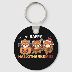 Happy Hallothanksmas Pandas Christmas Red Panda Ke Key Ring