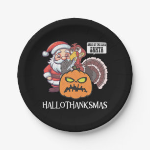 Happy Hallothanksmas Paper Plate
