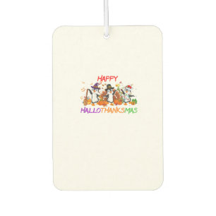 Happy Hallothanksmas Penguin Halloween Thanksgivin Car Air Freshener