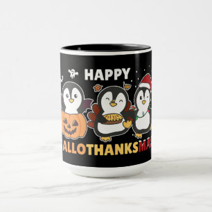 Happy Hallothanksmas Penguins Christmas Penguin Mu Mug