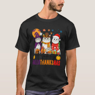 Happy Hallothanksmas Persian Cats Halloween Thanks T-Shirt