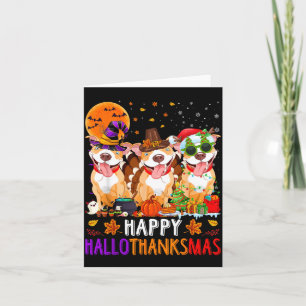 Happy Hallothanksmas Pitbull Dog Halloween Card
