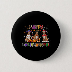 Happy Hallothanksmas Pitbull Dog Lover Halloween C 6 Cm Round Badge
