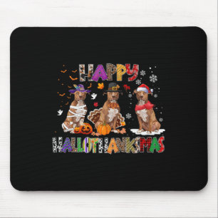 Happy Hallothanksmas Pitbull Dog Lover Halloween C Mouse Mat