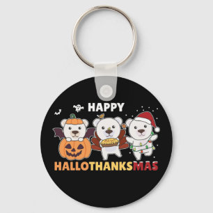 Happy Hallothanksma's Polar Bear Christmas Polar K Key Ring