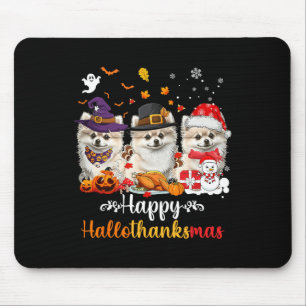 Happy Hallothanksmas Pomeranian Dog Halloween Chri Mouse Mat