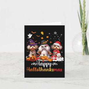 Happy Hallothanksmas Poodle Dog Halloween Christma Card