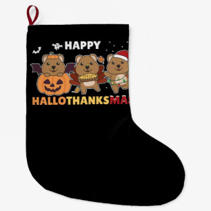 Happy Hallothanksmas Quokkas Christmas Quokka Large Christmas Stocking