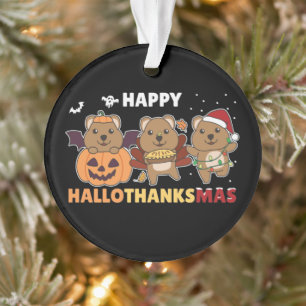 Happy Hallothanksmas Quokkas Christmas Quokka Ornament