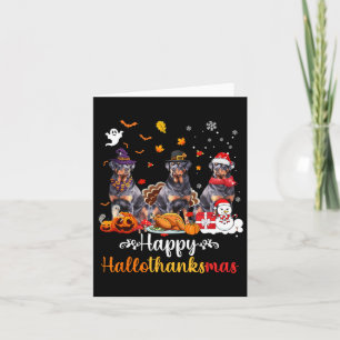 Happy Hallothanksmas Rottweiler Dog Halloween Chri Card