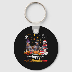 Happy Hallothanksmas Rottweiler Dog Halloween Chri Key Ring