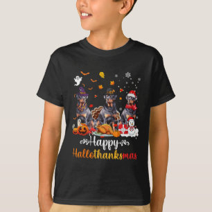 Happy Hallothanksmas Rottweiler Dog Halloween Chri T-Shirt
