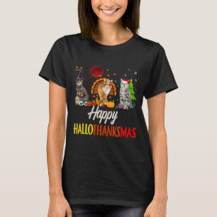 Happy Hallothanksmas Santa Cat T-Shirt