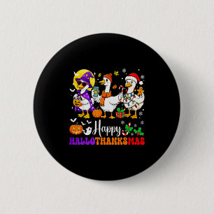 Happy Hallothanksmas Santa Goose Witch Spooky Seas 6 Cm Round Badge