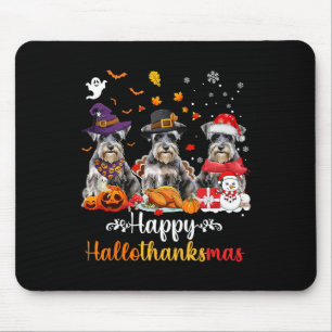 Happy Hallothanksmas Schnauzer Dog Halloween Chris Mouse Mat