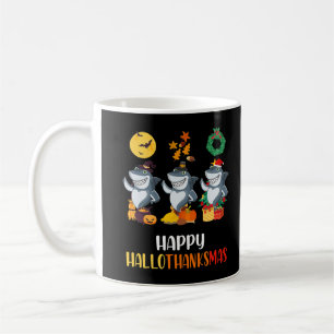 Happy Hallothanksmas Shark Christmas Thanksgiving  Coffee Mug