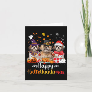 Happy Hallothanksmas Shih Tzu Dog Halloween Christ Card